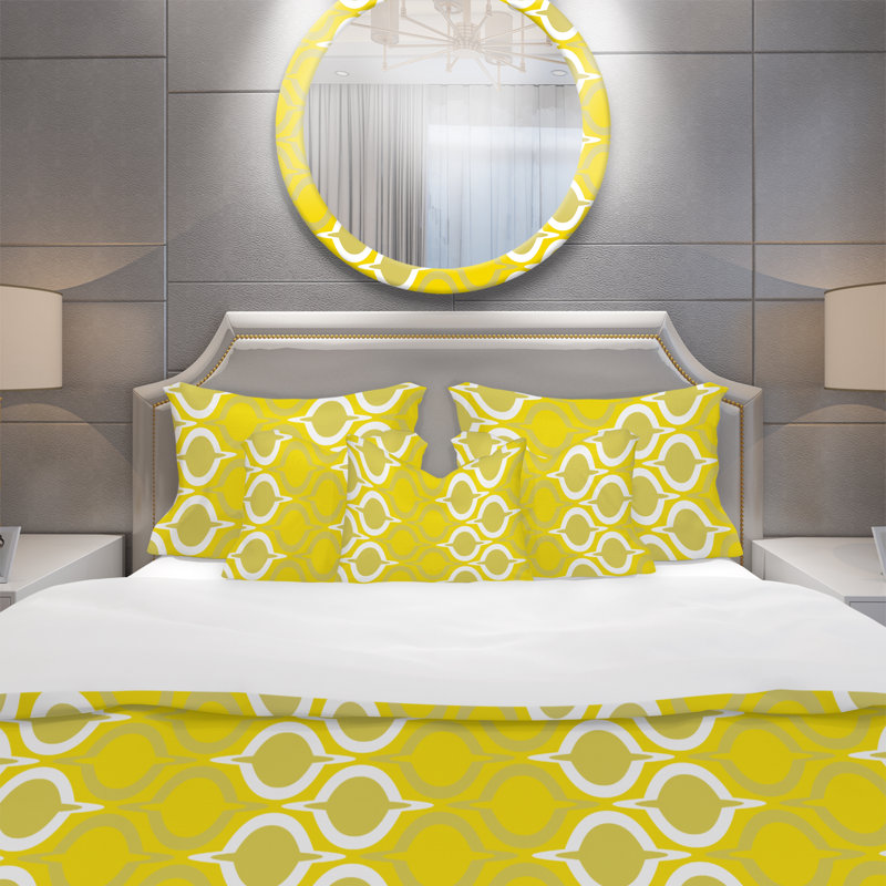 Yellow Pattern - Vintage Geometric Duvet Cover Set - Microfiber Polyester, Twin Duvet Cover + 1 Sham