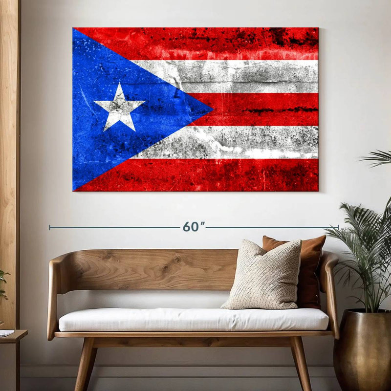 Drapeau grunge de Porto Rico, H 34 po x l 51 po