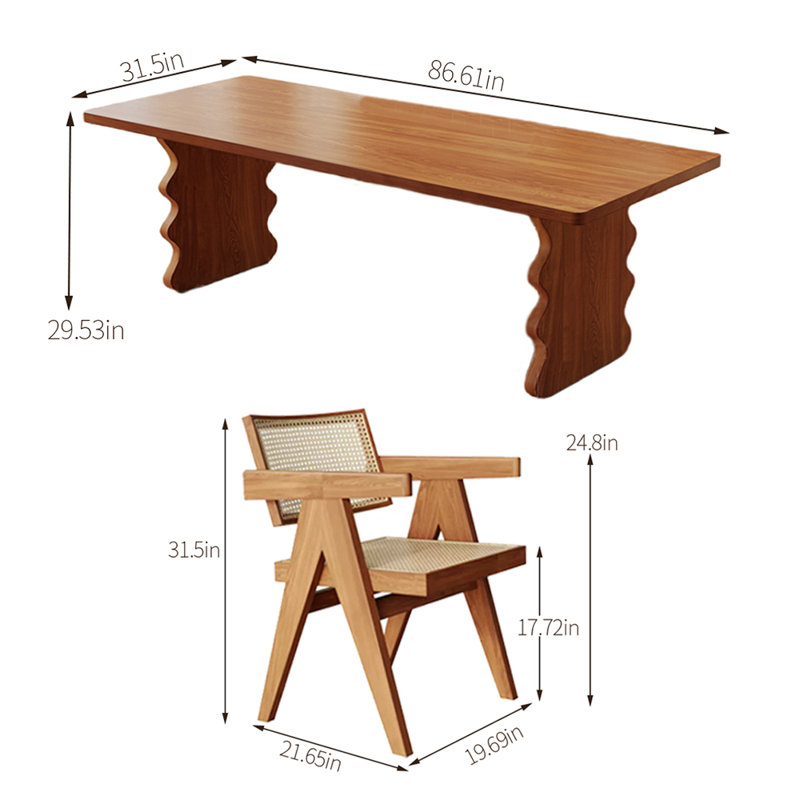 Ensemble de salle à manger rectangulaire, H 29,53 po x L 86,61 po x l 31,5 po