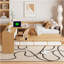 Lit plateforme double en bois avec 6 tiroirs, tablettes et coiffeuse-2063426158