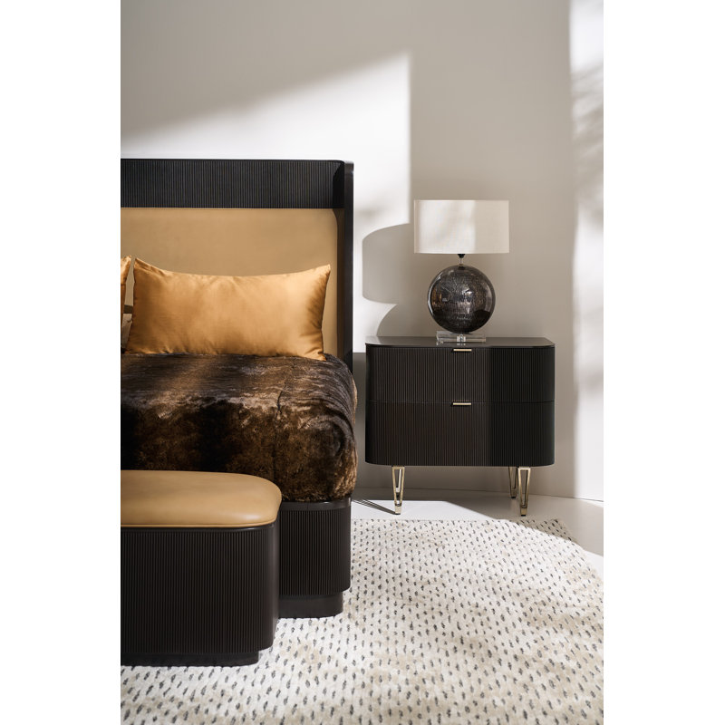 Fall In Love Leather Wingback Bed, Queen