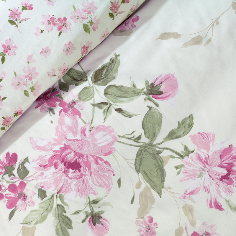 Avebury Floral Reversible Duvet Cover Set, Cream, Double