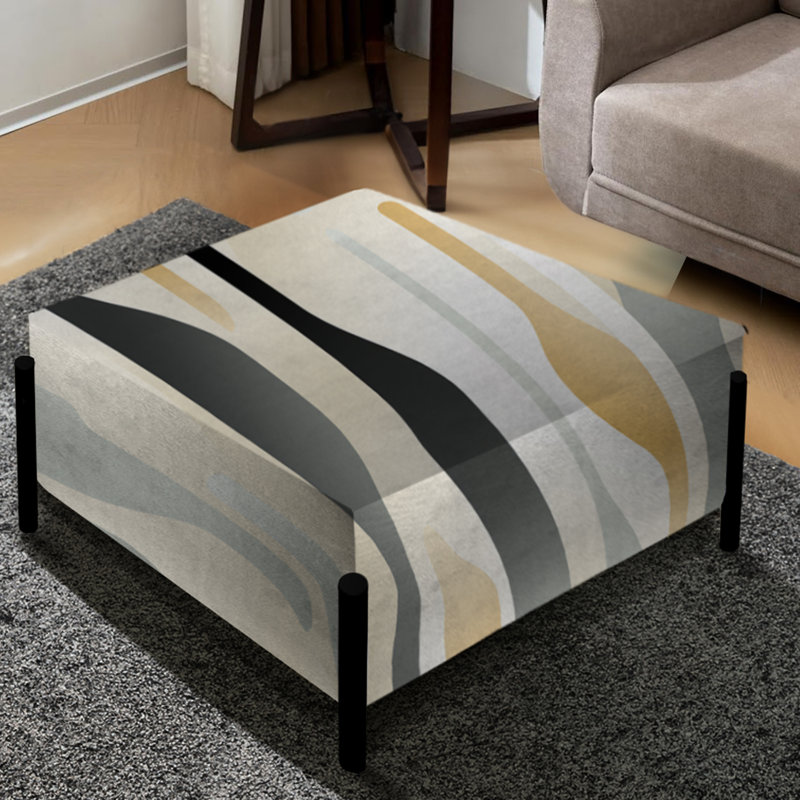 Neutral Space II - Striped Large Square Ottoman