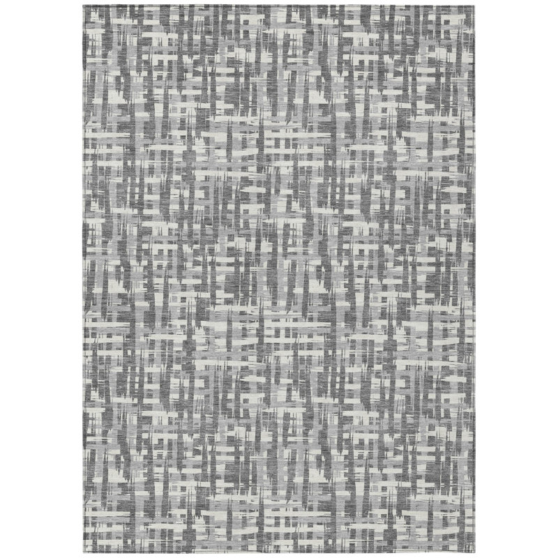Tapis intérieur gris lavable abstrait 5 pi x 8 pi