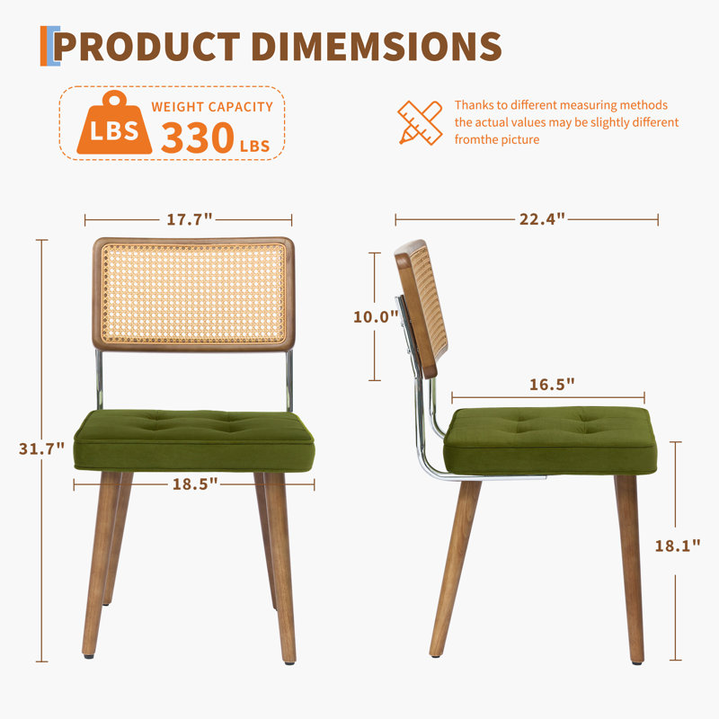 Ensemble de chaises de salle à manger Modern Boho, 1, Velours vert, Bois
