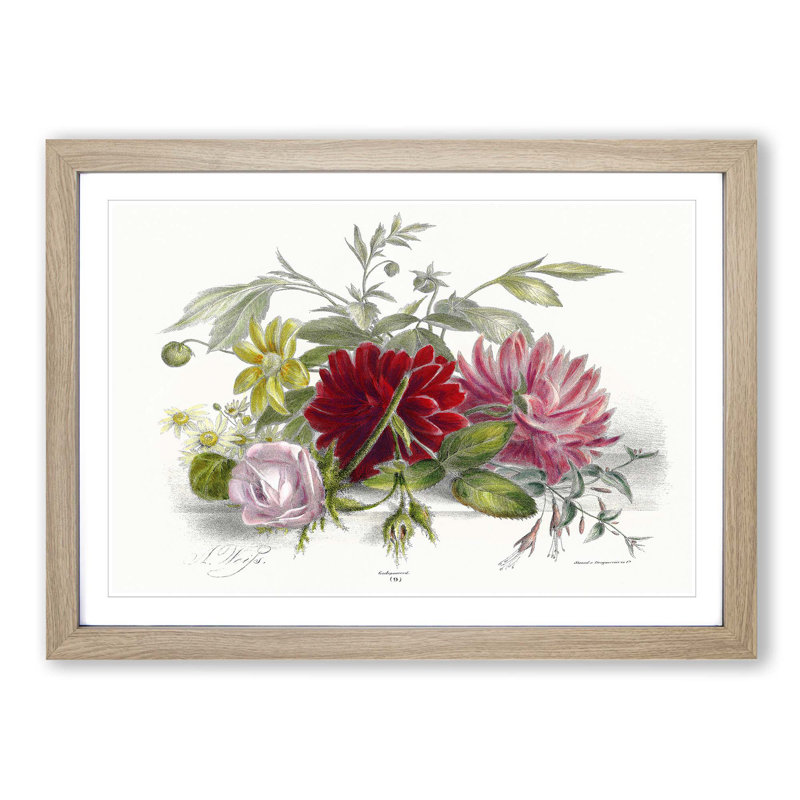 Still Life of Flowers - Picture Frame Art Print, 48cm H x 65cm W x 2cm D, Oak Framed