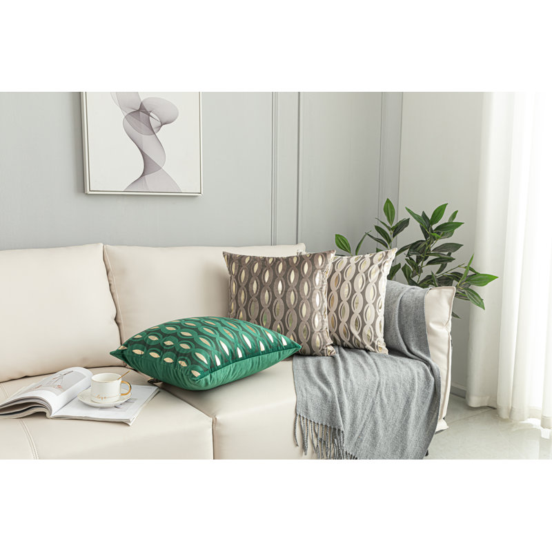 Housse de coussin carré en velours doré, Vert
