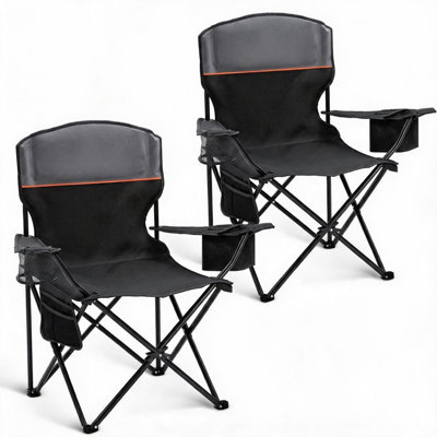 2 Pack Folding Camping Chair with Cooler Bag, 250 Lbs Portable Outdoor Seat for Beach Fishing Tailgating