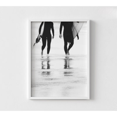 Kneema Surfer Photography Wall Art Print, Framed Black And White Beach Decor Photo, Surf Board Wall Art Print, Framed Wall Art, Oversized Wall Art