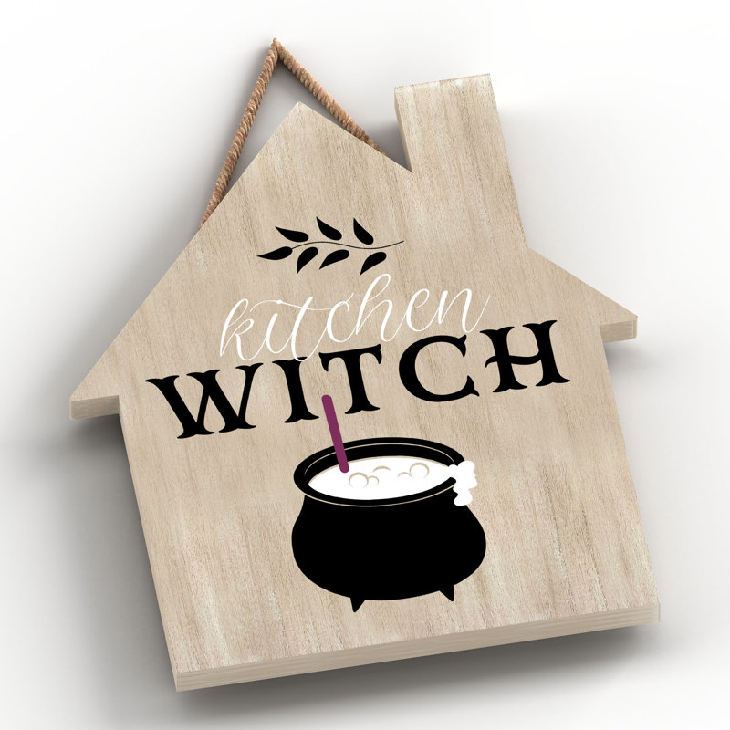 Kitchen Cauldron Wooden House Plaque, Brown