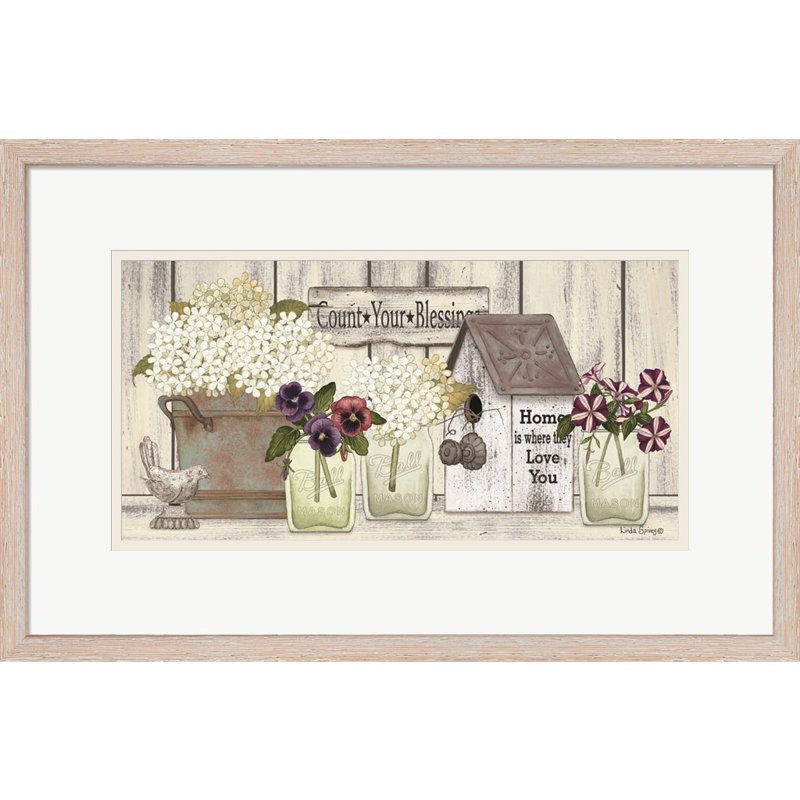 «Farmhouse Flowers» par Linda Spivey, art mural encadré