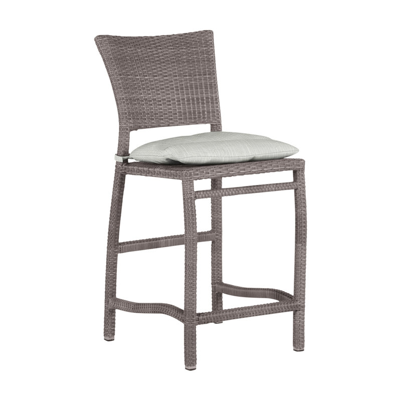 Tabouret de comptoir 24 po Skye - Huître, Huître, Welt, Sunbrella® argent Verona