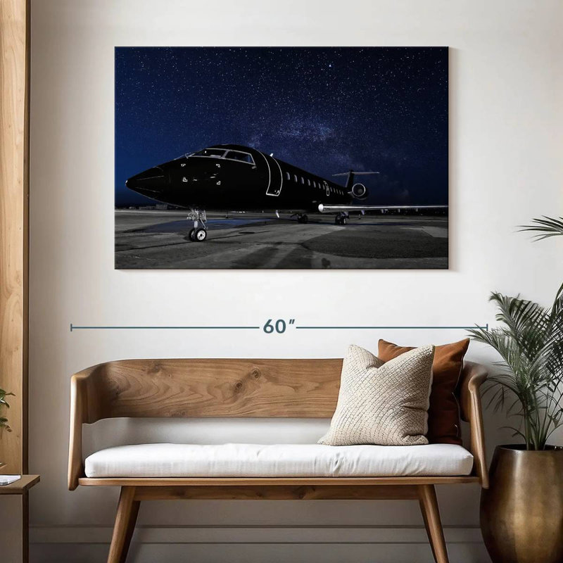Jet privé noir, H 32 po x l 48 po