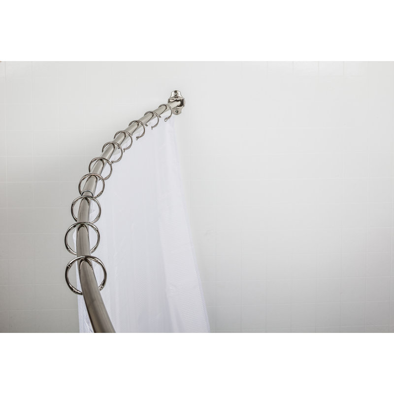 72" Adjustable Curved Fixed Shower Curtain Rod, Satin Nickel