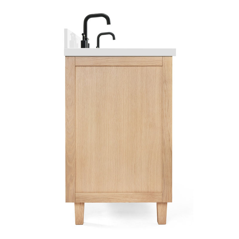 ARIEL Monroe 73 Double Sink Bathroom Vanity with Pure Quartz Top, Oak