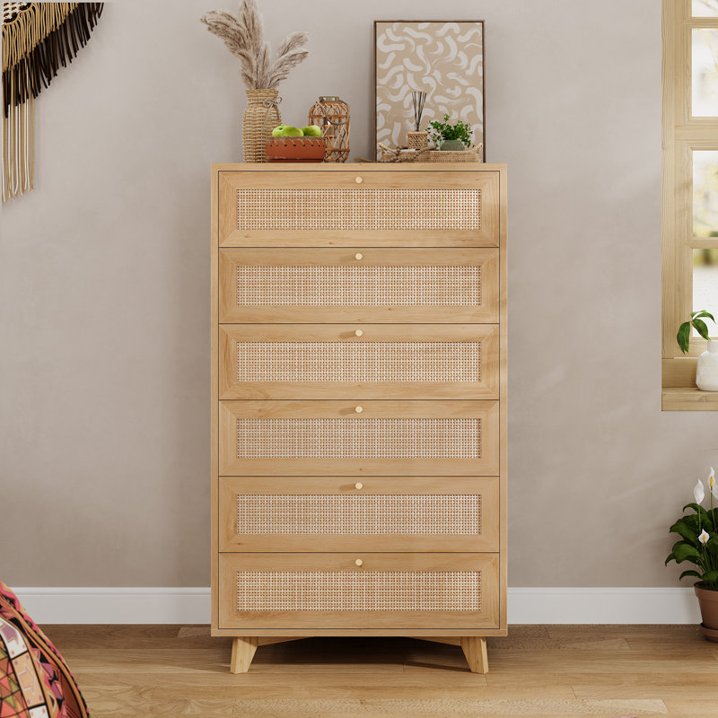 Commode 6 tiroirs en rotin