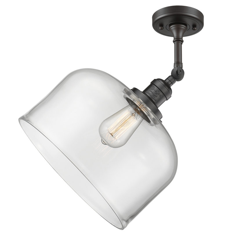 Plafonnier semi-encastré 1 lumière 12 po Temescal, Transparent, Ampoule non incluse, Bronze huilé