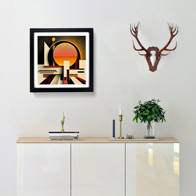Art Deco Sunset Suprematism - Framed Print, Black