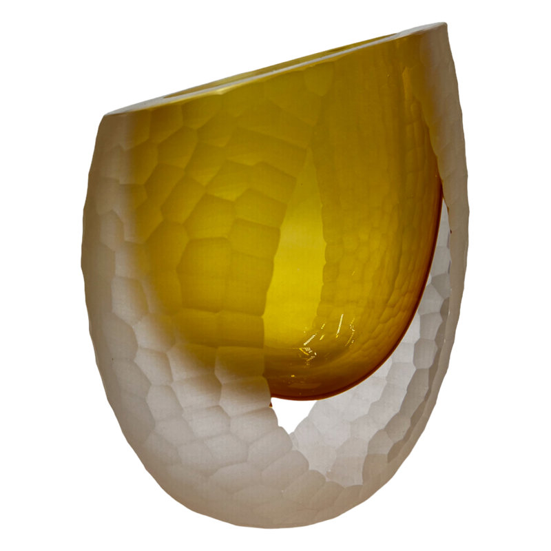 Hadeya Handmade Glass Table Vase – Amber Reptile Texture Decorative Accent