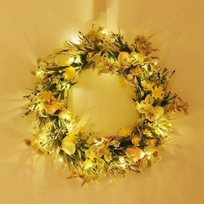 15.7 Inch Easter Decoration Egg Garland Green Plastic Ring Door Hanging Luminous Holiday Decoration Supplies Front Door Spring Decorations