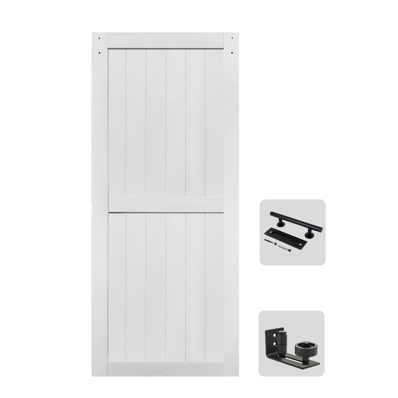 Porte de grange en panneau de fibres à densité moyenne, plaque de porte de grange solide recouverte d'une surface en PVC imperméable, assemblage simple, porte seulement