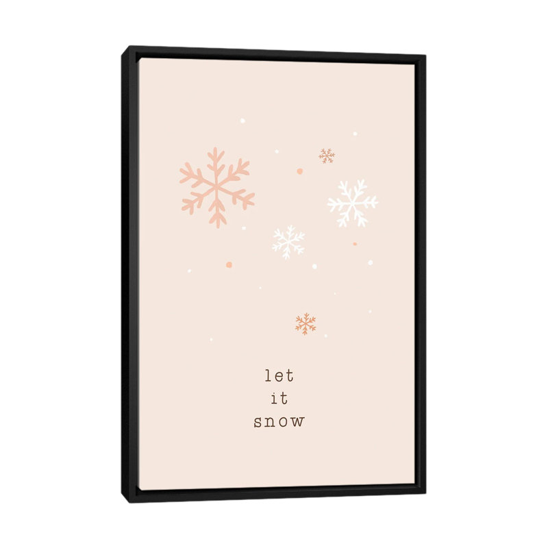 "Let It Snow" par Orara studio, reproduction d’art, H 48 po x l 32 po x P 1,5 po, Toile avec cadre noir, Pas de tapis