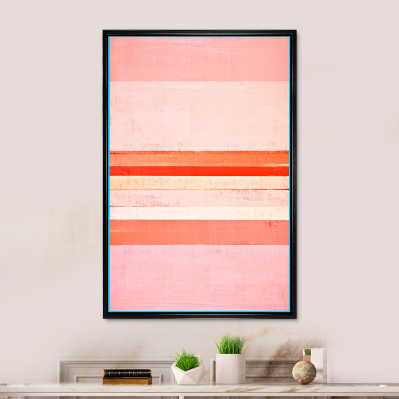 Rose et orange, champs de couleurs - peinture sur toile, H 20 po x l 12 po x P 1 po, Cadre flottant noir