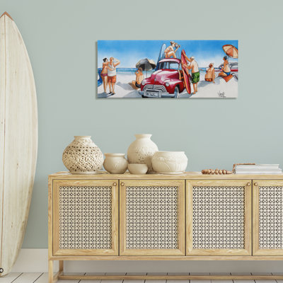 Group Of Beachgoers Canvas Wall Art by Ronald West