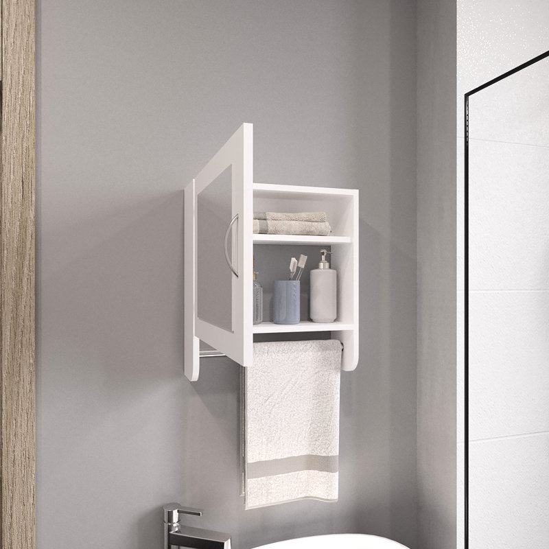Armoire à pharmacie blanche avec miroir 19,7 "x 17,7", contemporaine et fonctionnelle - idéale pour la salle de bain et la cuisine, armoire à pharmacie à deux tablettes intérieures, salle de bain H 19,7 "x l 17,7"