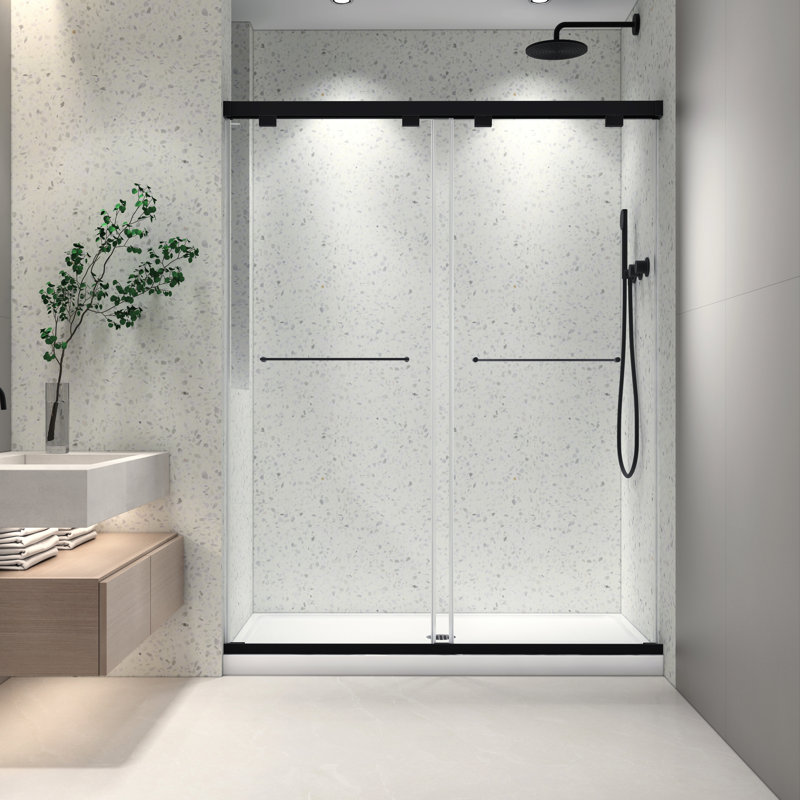 5476 Inch North American Shower Door, Matte Black, 8Mm Tempered Glass With Nano Cleaning & -Proof Film, Adjustable Soft Closing For Bathroom Door Easy , Function