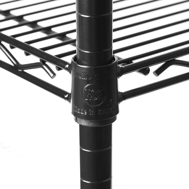 Black Adjustable 5-Tier Steel Wire Shelving Unit with Wheels