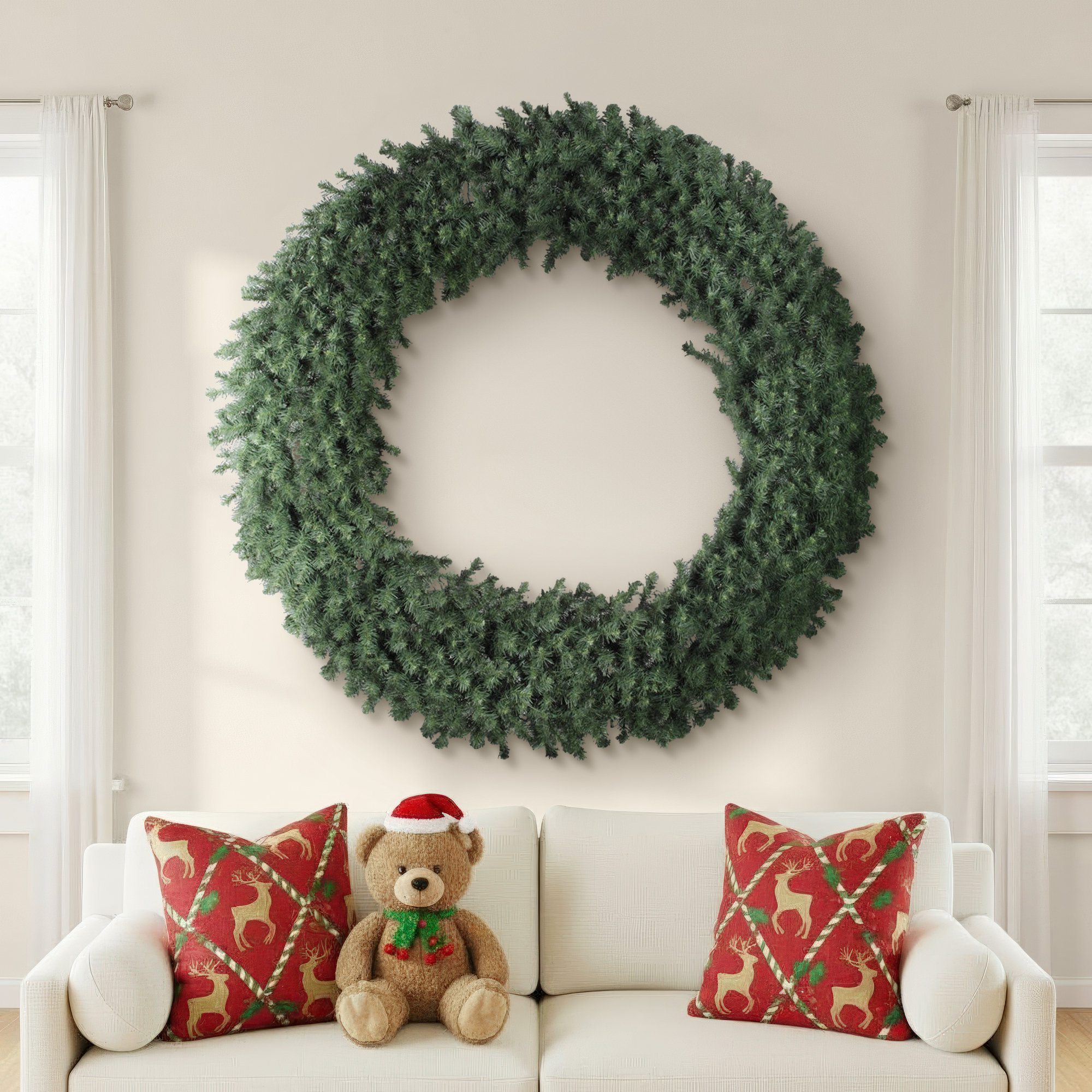 Artificial Douglas Fir Wreath Unlit, 60" H
