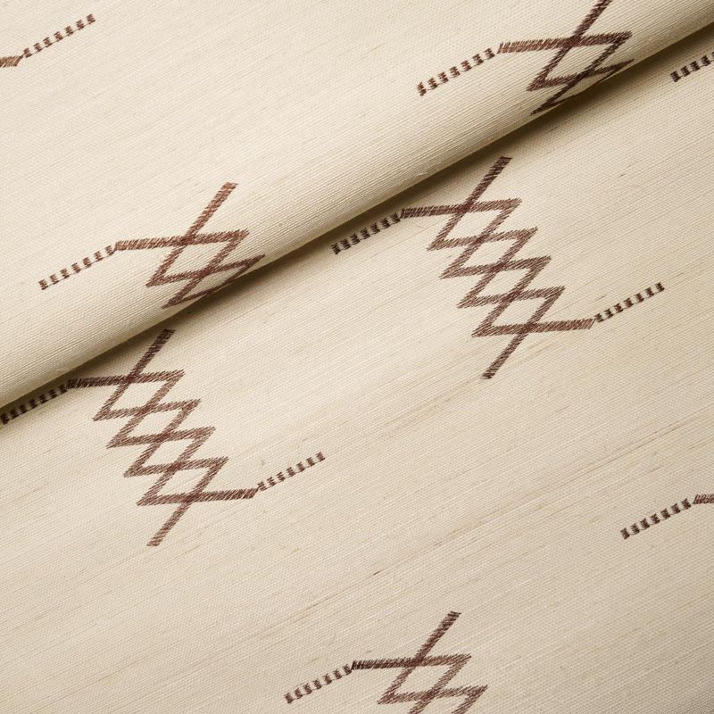 Papier peint brodé Kin Sisal, Noisette / ivoire
