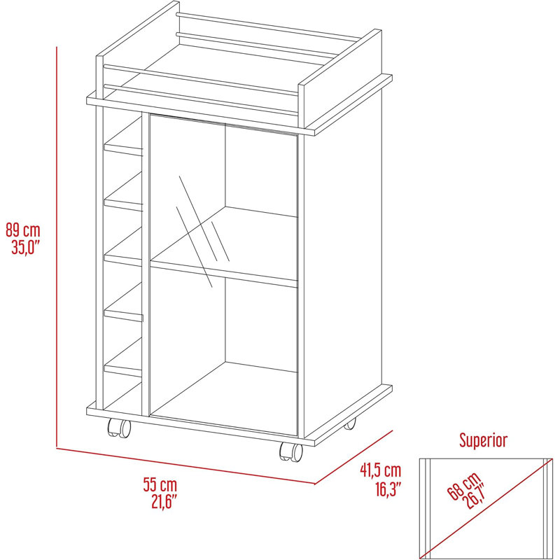 Bar Cabinet Liquor Cabinet Wine Cabinet Bar Cabinets For Liquor Farmhouse Storage Sideboard Buffet Coffee Bar Cabinet With Glass Door, 4 Caster, 2 Shelves And 6 Wine Cubbies