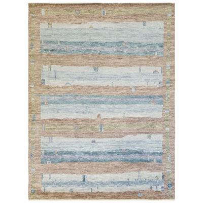 Tapis rectangulaire unique de 8 pi 11 po x 12 pi brun