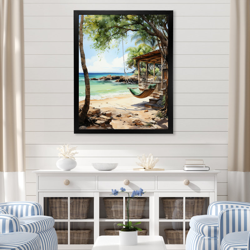 Photo de plage - Vibes tropicales II - Nautique et plage, reproductions d'art mural, L 12 po x H 20 po, Cadre photo noir