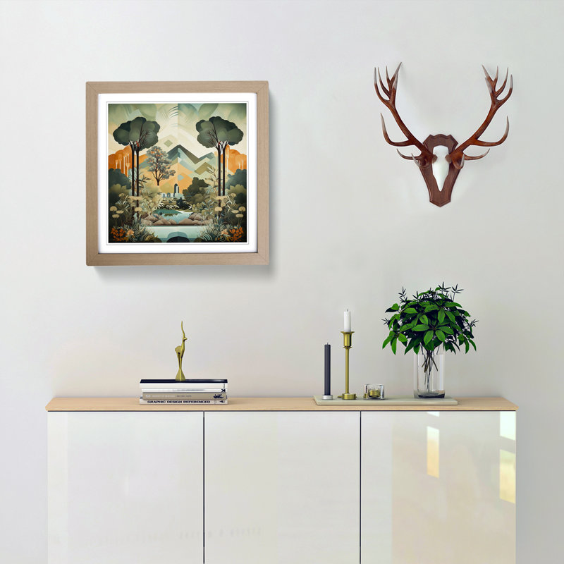 Landscape Deco No.6 - Framed Print, Oak