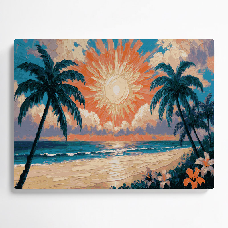 Hawaiian Sun Rays Brown Metal Wall Art, 11" H x 14" W