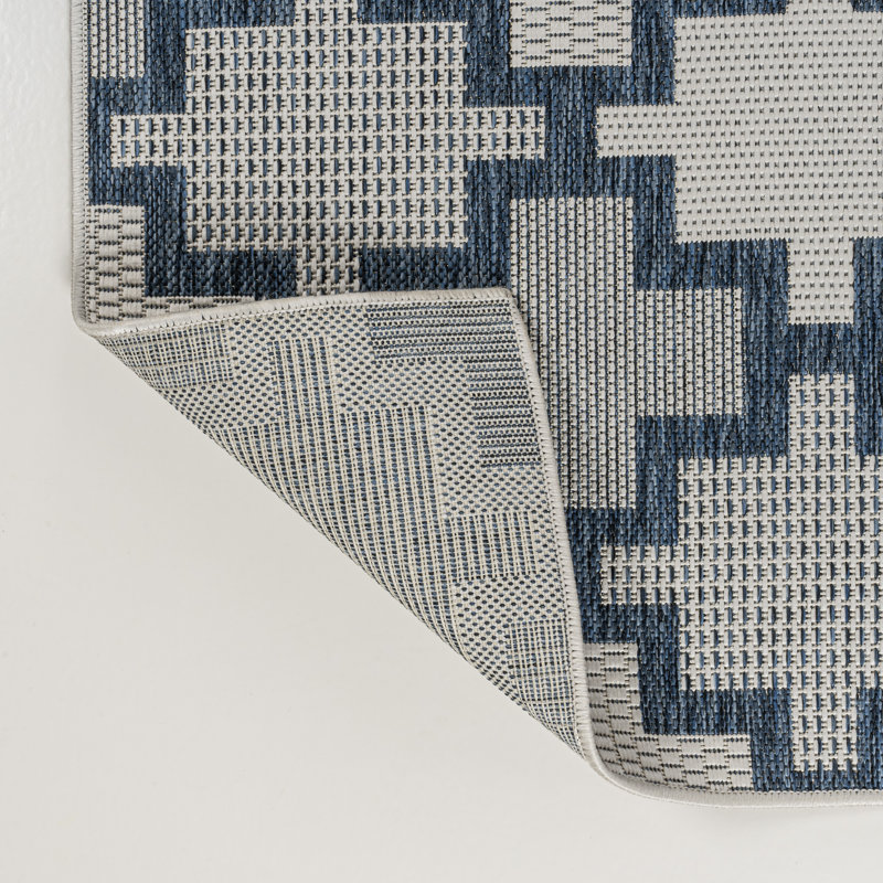 Tapis bleu marine / crème Kaliee, Rectangle 5 pi 3 po x 7 pi 7 po