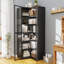 Vitrine d'angle à 6 niveaux, bibliothèque avec éclairage à DEL, bibliothèque de rangement en forme de L pour le bureau personnel et le salon