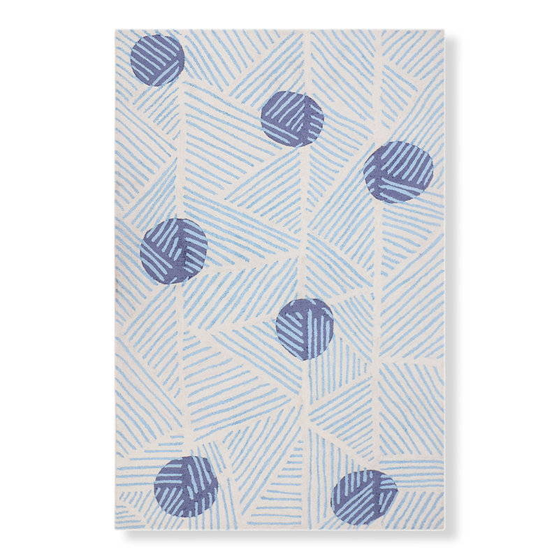 Geometric Area Rug in Navy/Light Blue/Ivory, Rectangle 10' x 14'