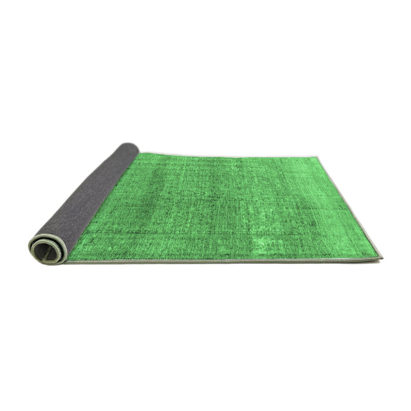 Tapis rond en laine / polyester oriental vert tissé à la machine 5 pi