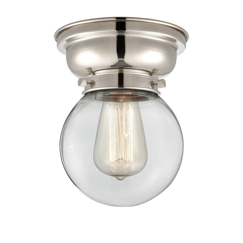 Lorri Glass Flush Mount, No Bulb Included, Clear, Polished Nickel