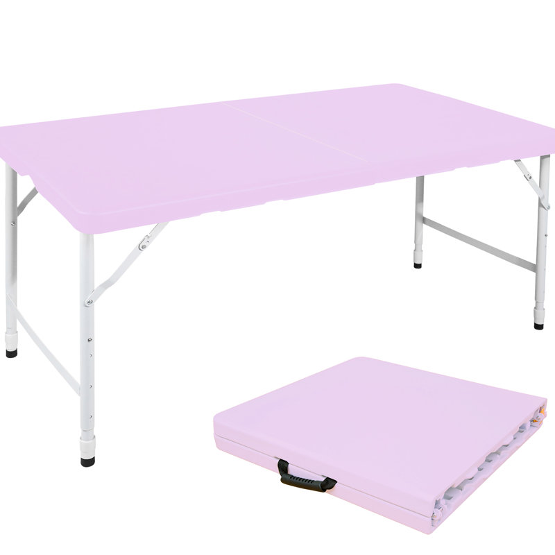 Table violette de 120 cm pour l'intérieur et l'extérieur, en acier haute densité, pliable et stable, surface lisse pour écrire, idéale pour les réceptions et les fêtes, supporte jusqu'à 135 kg, surface antitache et antidérapante.