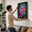 Magenta Elephant Boho 1 Piece Single Picture Frame Wall Art-136655285-136655287