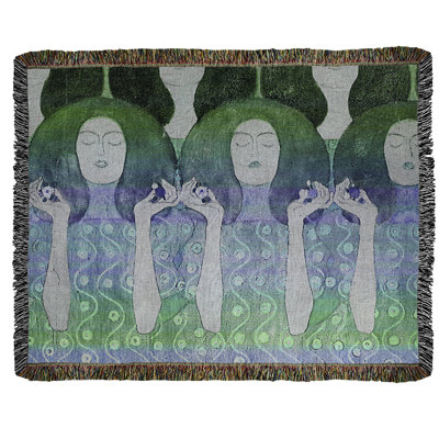 Gustav Klimt Hand Woven Throw Blanket