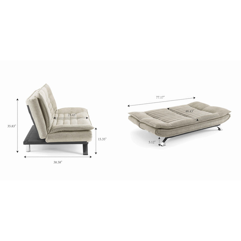 Bridglal 196.1Cm Wide Tight Back Convertible Sofa, Beige Poylester Blend