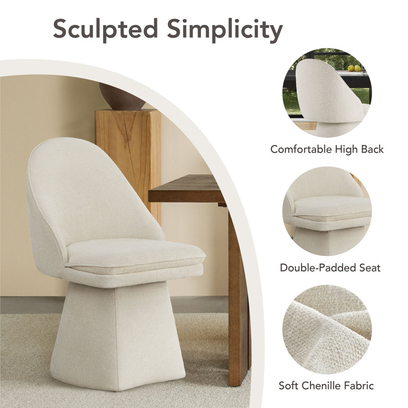 Swivel Fabric Upholstered Dining Chair, 4, Linen