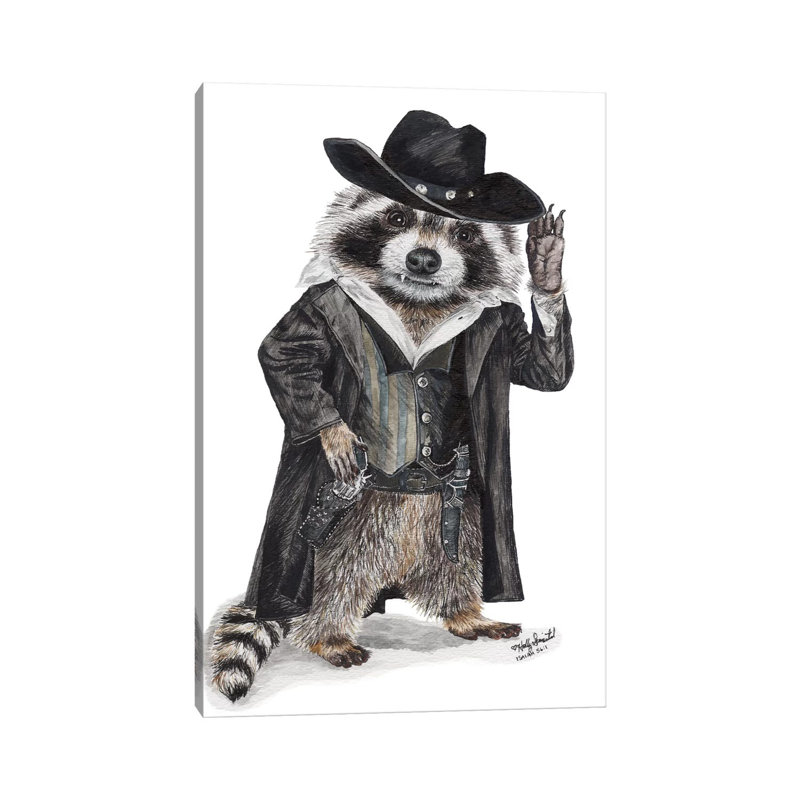 Raccoon Bandit by Holly Simental - Print on Canvas, 101.6 cm H x 66.04 cm W x 1.91 cm D, Wrapped Canvas