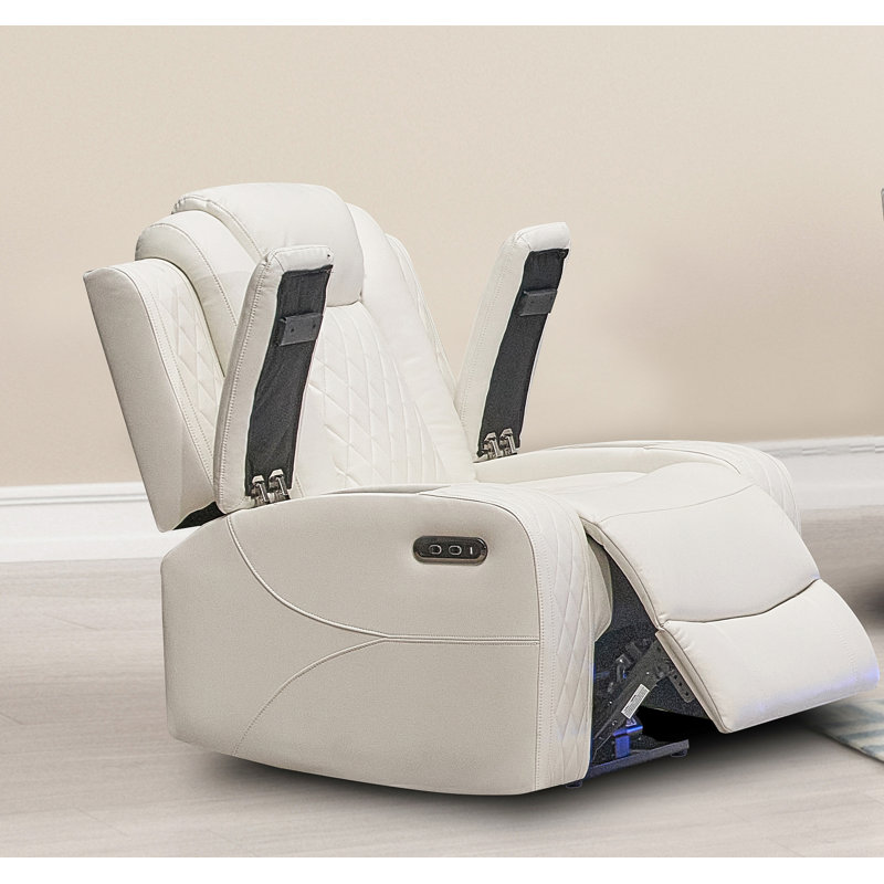Fauteuil inclinable manuel en cuir de 38,6 po de largeur, White Faux Leather